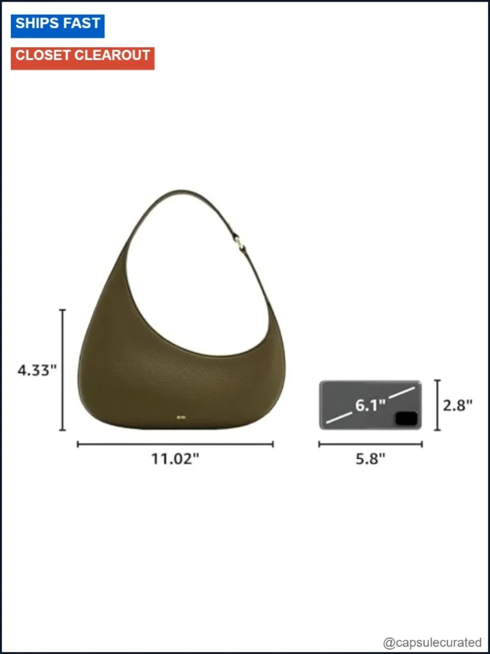 Vegan Leather Crescent Hobo Bag Fits iPhone 15 Pro Max Oprah's Favorite - Picture 2 of 6